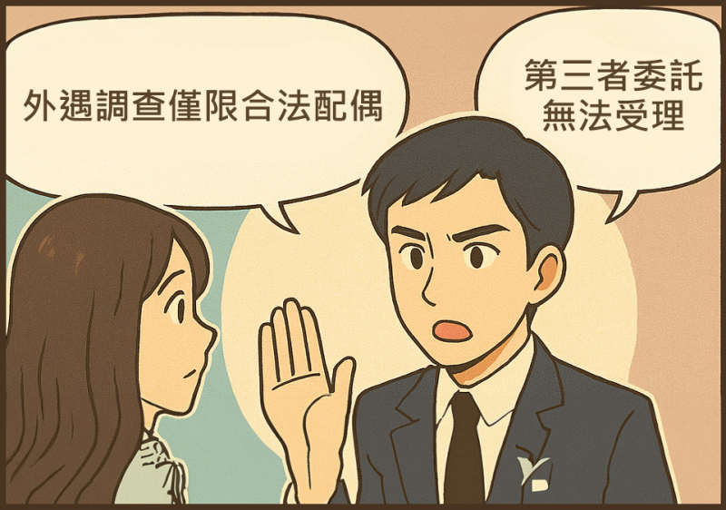 外遇調查僅限合法配偶，第三者委託無法受理